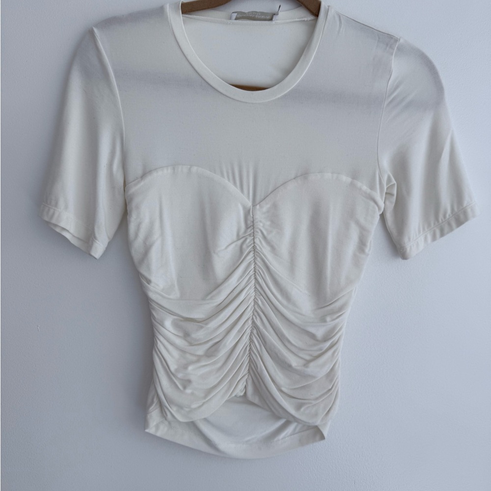 Simkhai White Ruched Fitted Top
